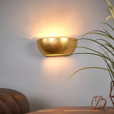 Afbeelding van Lindby Wandlamp 1licht gips, metaal H: 9.5 cm E14 goud