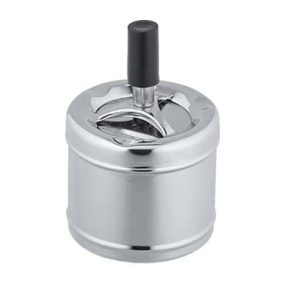 Afbeelding van Relaxdays draaiasbak asbak met deksel Ø 8 cm windasbak tuinasbak druk en draai