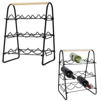 Afbeelding van Cheqo® Wijnrek Wijnfleshouder Flessenrek Flessenhouder voor 9 Flessen Metaal 46cm
