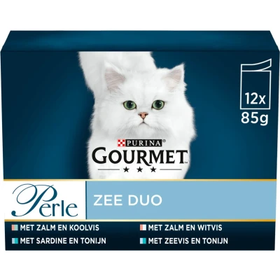 Afbeelding van Gourmet Perle Zee Duo Kattenvoer Zalm Sardines Zeevis 12x85 g