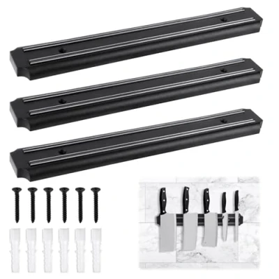 Afbeelding van TNOMSNO 3 delige keukenmessenset, delig, 33 cm en met sterke magneet, magneetstang voor messen, keukenmessenhouder, magnetische messenhouder keukenmessen, messen