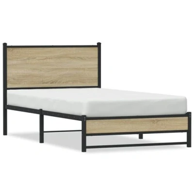 Image de vidaXL Cadre de lit en métal sans matelas chêne sonoma 100x190 cm