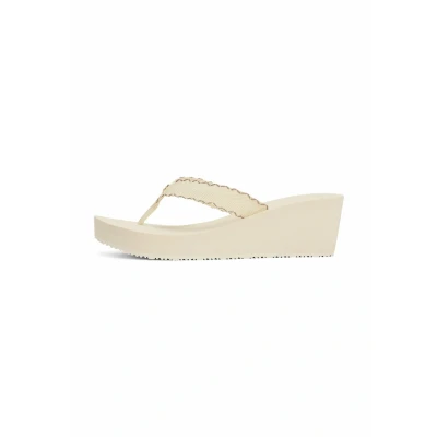 Afbeelding van Tommy Hilfiger Monogram Wedge Flipflops Teensandalen, Dames, Maat: 38, Muslin Polyester