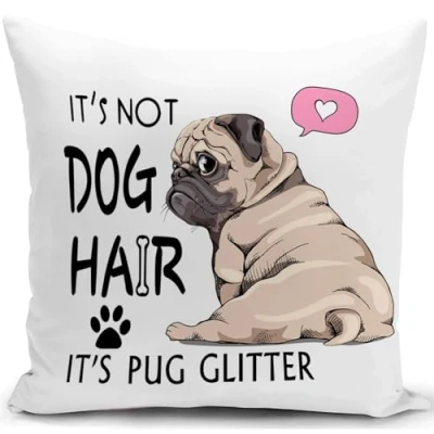 Afbeelding van HUASHUZI Pug Lovers kussenhoes voor mopsliefhebbers cadeau vrouwen moeder Moederdag woondecoratie woonkamer bank 45 x cm
