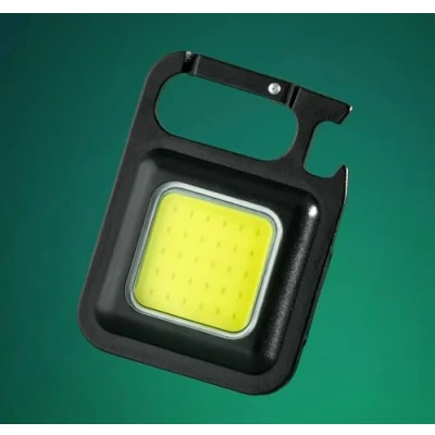 Afbeelding van PRECORN Mini sleutelhanger COB LED zaklamp oplaadbare werklamp 800 lumen multifunctionele magnetische basis flesopener USB C lamp