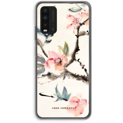 Afbeelding van Case Company® hoesje geschikt voor Xiaomi Redmi 9T Japanse bloemen Soft Cover Telefoonhoesje Bescherming aan alle Kanten en Schermrand