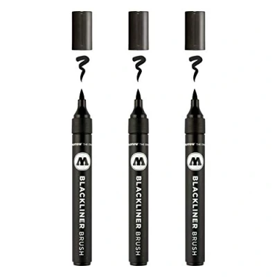Afbeelding van Molotow Blackliner MO703212 borstel, zwart, 3 delig