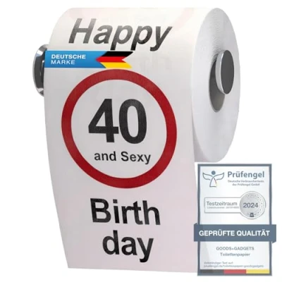 Afbeelding van GOODS+GADGETS Grappig toiletpapier 40e verjaardag decoratie