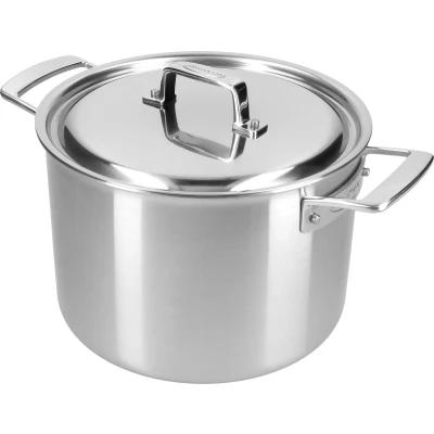 Afbeelding van Demeyere Essential 5 soeppan van roestvrij staal met deksel voor alle warmtebronnen inclusief inductie laags roestvrijstalen pan Ø 24 cm