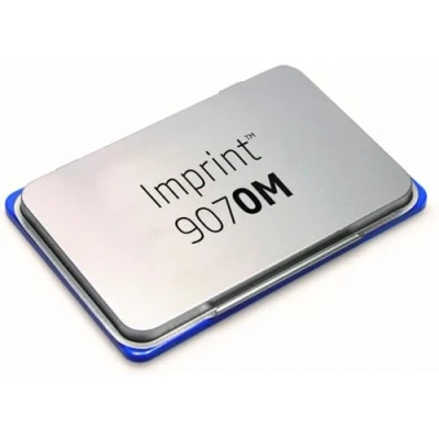 Afbeelding van Trodat 9070M Imprint, inktstempel in blauwe kleur op waterbasis, voor handstempels, kleine maten, afmetingen 69 x 47 mm, frame van metaal en kunststof