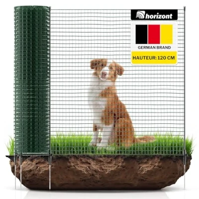 Afbeelding van horizont FIX Mobiele omheining 20 m lang, 120 cm hoog, ideaal voor grote huisdieren, hondenhek, camping, tuinnet, met 9 haringen