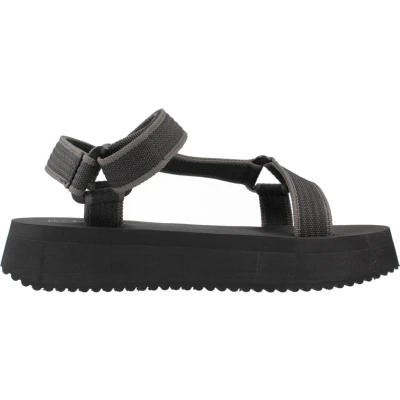 Afbeelding van Tommy Jeans Webbing Cleat Sandalen met plateauzool, Dames, Maat: 38, Black Polyester
