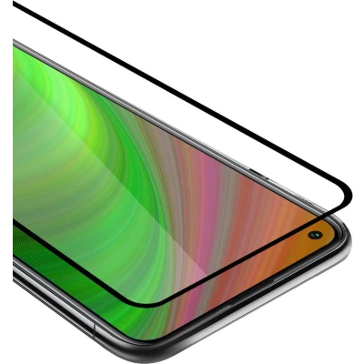 Afbeelding van Cadorabo Screenprotector geschikt voor Motorola MOTO G8 Volledig scherm pantserfolie Beschermfolie in TRANSPARANT met ZWART Gehard (Tempered) display beschermglas 9H hardheid 3D Touch