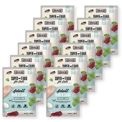 Afbeelding van Mac’s Kattenvoer Natvoer Maaltijdzakjes Kip en Lam 6 x 100g