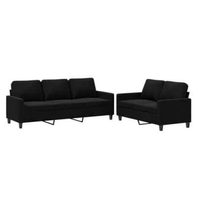 Image de vidaXL Ensemble de canapés 2 pcs avec coussins Noir Velours3201501