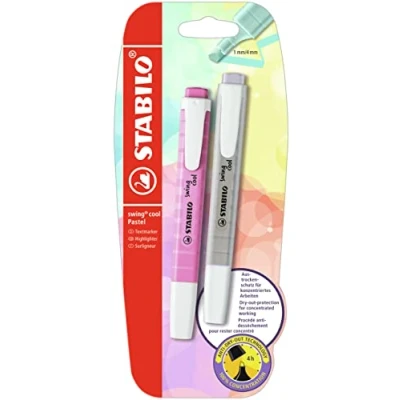 Image de STABILO Surligneur swing cool pastel Blister x 2 surligneurs gris + mauve