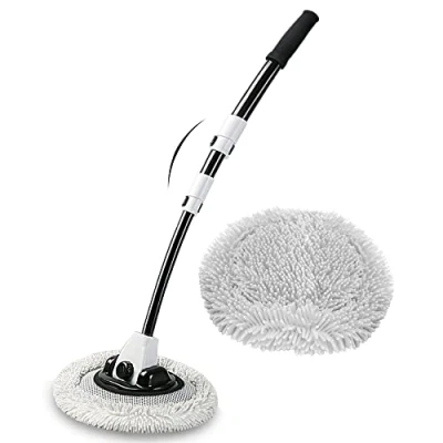 Afbeelding van 15 boog autowasborstel met lange handgreep, telescoop staal, 109 cm, aluminium autoborstels, zachte autowasmop, flagrant, reinigingsborstels voor vrachtwagens, suv, caravans, wasborstel, camper, microvezelmop