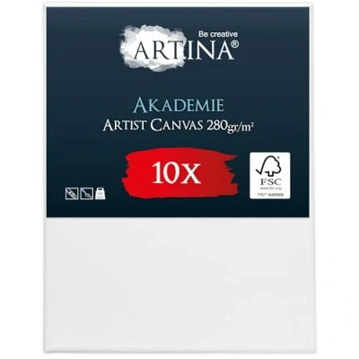 Afbeelding van Artina Akademie Set van 10 canvas om te schilderen, 40 x 50 cm, spieraam FSC gecertificeerd hout, wit 100% katoen, 280 g/m²
