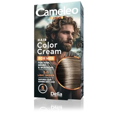 Image de Cameleo Teinture permanente pour cheveux, homme, couleur marron clair barbe et moustache, effet de en 5 minutes, couvre les cheveux gris, sans ammoniaque, 30 ml