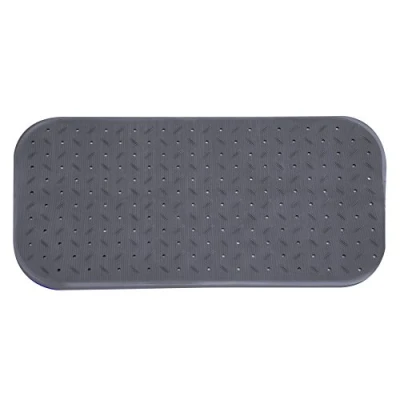 Afbeelding van MSV Douche/bad anti slip mat badkamer rubber grijs 36 x 97 cm met zuignappen extra lang formaat