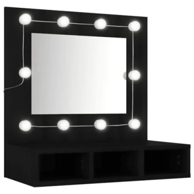 Image de vidaXL Armoire à miroir avec LED noir 60x31,5x62 cm833520