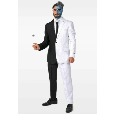 Afbeelding van Suitmeister Two Face kostuum Heren Pak Carnavalskleding Zwart &amp; Wit Halloween Batman DC Comics Maat L