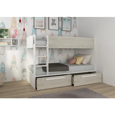 Afbeelding van Jules stapelbed met twee lades 90x200 Wit