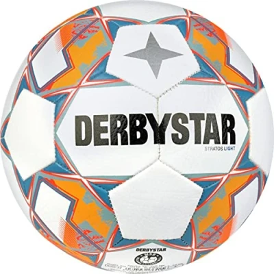 Afbeelding van Derbystar Jeugd voetbal Stratos Light V23 maat 5 wit grijs oranje 320 370 g