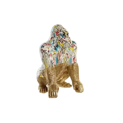 Afbeelding van Decoratieve figuren DKD Home Decor 28,5 x 26,5 41 cm Gouden Multicolour Gorilla