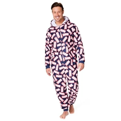 Afbeelding van Marvel Pyjama voor heren, humor, combipyjama, fleece, romper, volwassenen, jongeren, maten S tot XXL, Avengers, Zwart/Rood