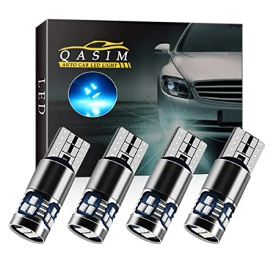 Afbeelding van Qasim 4 x T10 LED lampen W5W Canbus foutloos wedge 501 168 194 ijs blauw 18 SMD voor auto koepellicht interieur leeslamp achterlicht DC9 28V heteropolariteit cconstante
