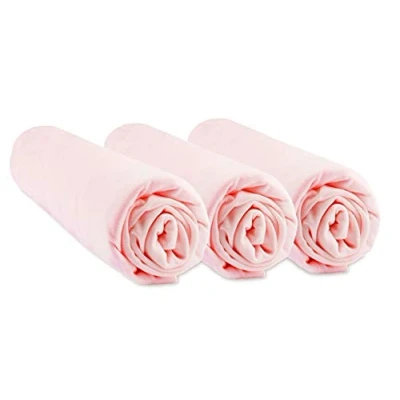 Image de Lot de 3 Draps Housse 60x120 cm Lit Bébé, Berceau, Parapluie 60 x 120 Bambou Hypoallergénique Rose Extensible &amp; Respirant Sommeil sain Marque Easy Dort Oeko Tex Fabriqué en Europe