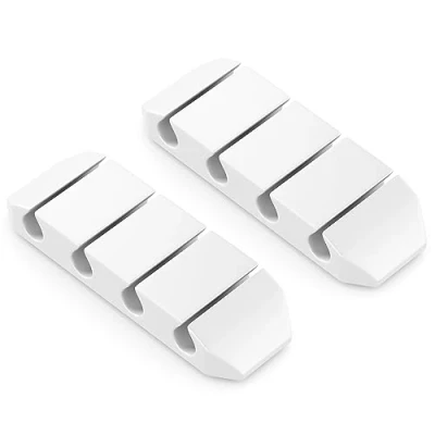 Afbeelding van deleyCON 2 stuks kabelhouders, kabelgeleiding, zelfklevend, kabelbevestiging, kabelbinders, kabelbeheer, voor 4 kabels, wit