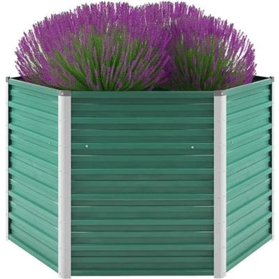 Afbeelding van Plantenbak verhoogd 129x129x77 cm gegalvaniseerd staal groen