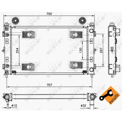 Afbeelding van NRF EASY FIT 50232 Radiateur Aluminium 622 378 32 Met aanbouwdelen Koelribben gesoldeerd