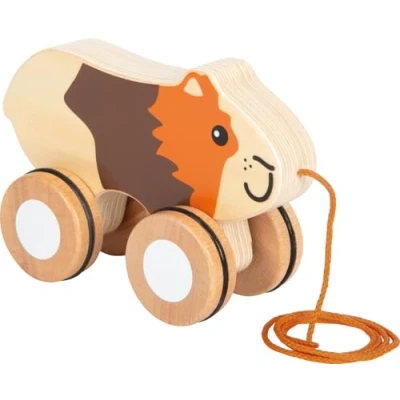 Afbeelding van small foot Houten trekspeelgoed, cavia&#039;s, trekspeelgoed met rubberen wielen, bevordert motoriek en leren lopen, voor kinderen vanaf 1 jaar, 12634