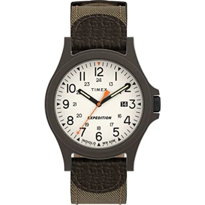 Afbeelding van Timex expedition acadia herenhorloge met lederen band 40 mm, Bruin, camper TW4B23700,