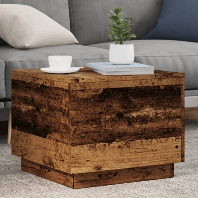 Afbeelding van Salontafel met LED verlichting 50x50x40 cm oud houtkleurig