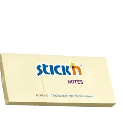 Afbeelding van Stick&#039;n kleine memoblokjes 38x51mm, 12 stuks, pastel geel, 1200 sticky notes