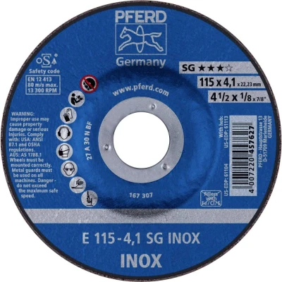 Afbeelding van PFERD 62211423 E 115 4,1 SG INOX Afbraamschijf gebogen Diameter mm Boordiameter 22.23 RVS 10 stuk(s)