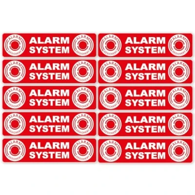 Afbeelding van iSecur Set van 10 stickers voor alarmsysteem, binnenlijm, 12 x 3 cm, XL, uv bestendig, opmerking: waarschuwingssysteem, hin_453