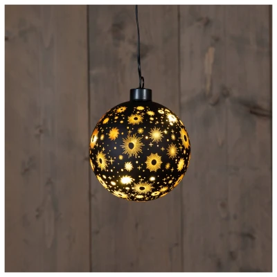 Afbeelding van Anna&#039;s Collection Glasbal Kosmos Kerstverlichting 10 cm Zwart Goud