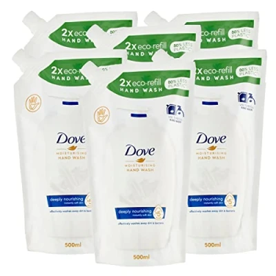 Afbeelding van 6 x Eco Recharge Diepe Voeding Vloeibare Reiniger Hydraterende Handzeep Revitaliserend Effect navulverpakkingen van 500 ml