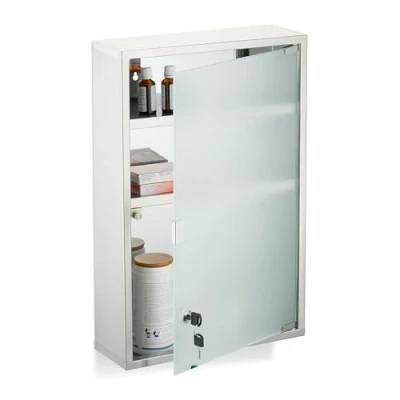 Afbeelding van medicijnkastje met slot 58 x 38 13 cm 3 vakken afsluitbaar rvs