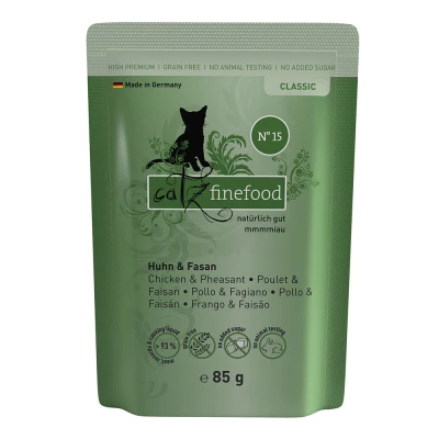 Afbeelding van 16x85g Maaltijdzakjes Kip &amp; Fazant catz finefood Kattenvoer