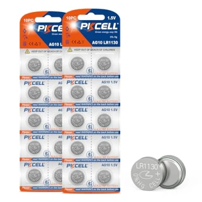 Afbeelding van LR1130 AG10 Alkaline knoopcellen voor muziekboeken of geluiden, horloge, speelgoed, lange levensduur, 20 stuks PKCELL