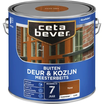 Afbeelding van Ceta Bever Transparant Meesterbeits Deur &amp; Kozijn 085 Teak Glans 2,5 liter Blanke lak Beits