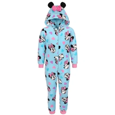 Afbeelding van Disney Minnie Mouse Blauw, Polar Fleece Eendelige Pyjama, Kinder Onesie met Capuchon, OEKO TEX