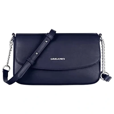 Afbeelding van David Jones Kleine schoudertas voor dames telefoontas van hard PU leer handtas gedragen schouder portemonnee rechthoekige tas avondtas winkelen stad mode, blauw, maat, Blauw