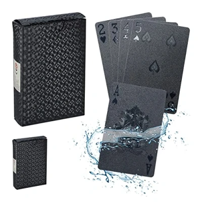 Afbeelding van Relaxdays pokerkaarten 2 decks speelkaarten waterbestendig kaartspel poker zwart
